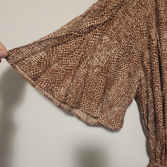 A New Day XXL Brown Snakeskin Print Midi Dress NWT Belted V Neck Boho Plus Size - Picture 5 of 9